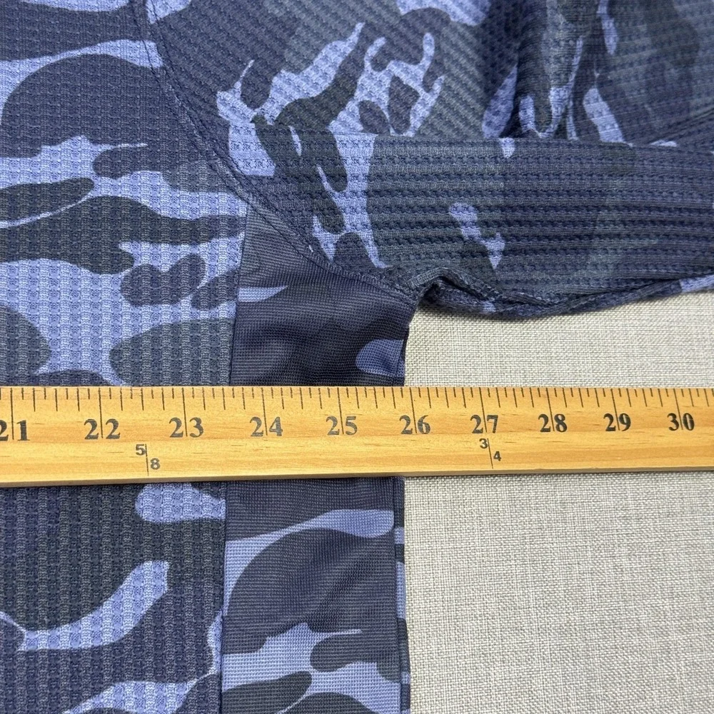Straight Down Camouflage Golf 1/4 Zip Top Mens 2XL Blue Performance Long Sleeve